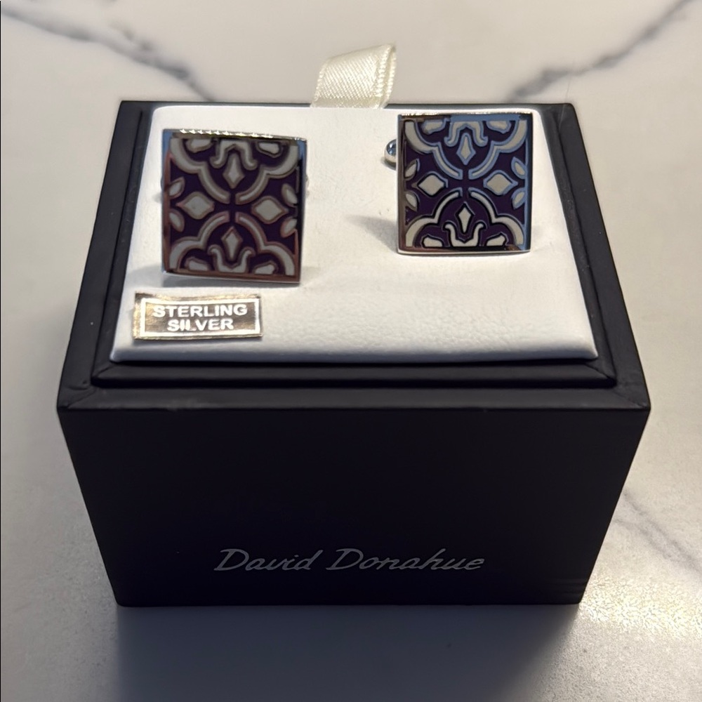 David Donahue men’s cuff links sterling silver NEW